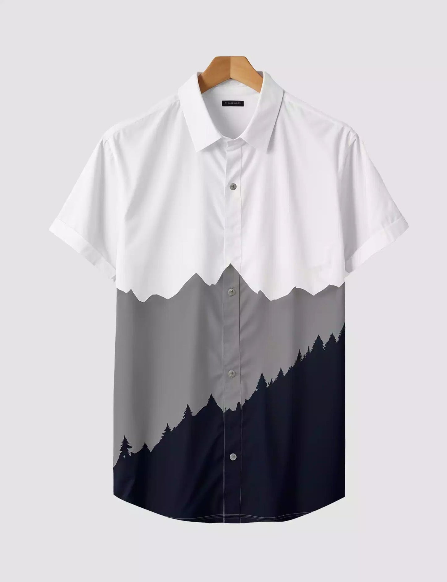 BLUE GRAY MOUNTAIN PRINTED DESIGNER MEN'S HALF SLEEVES PRINTED SHIRT