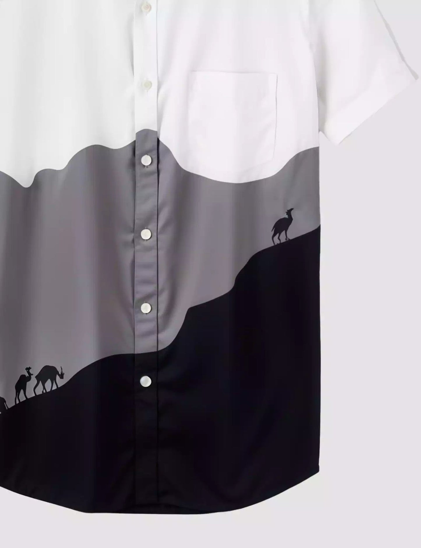 GRAY AND BLUE PRINTED DESIGNER MEN'S HALF SLEEVES PRINTED SHIRT