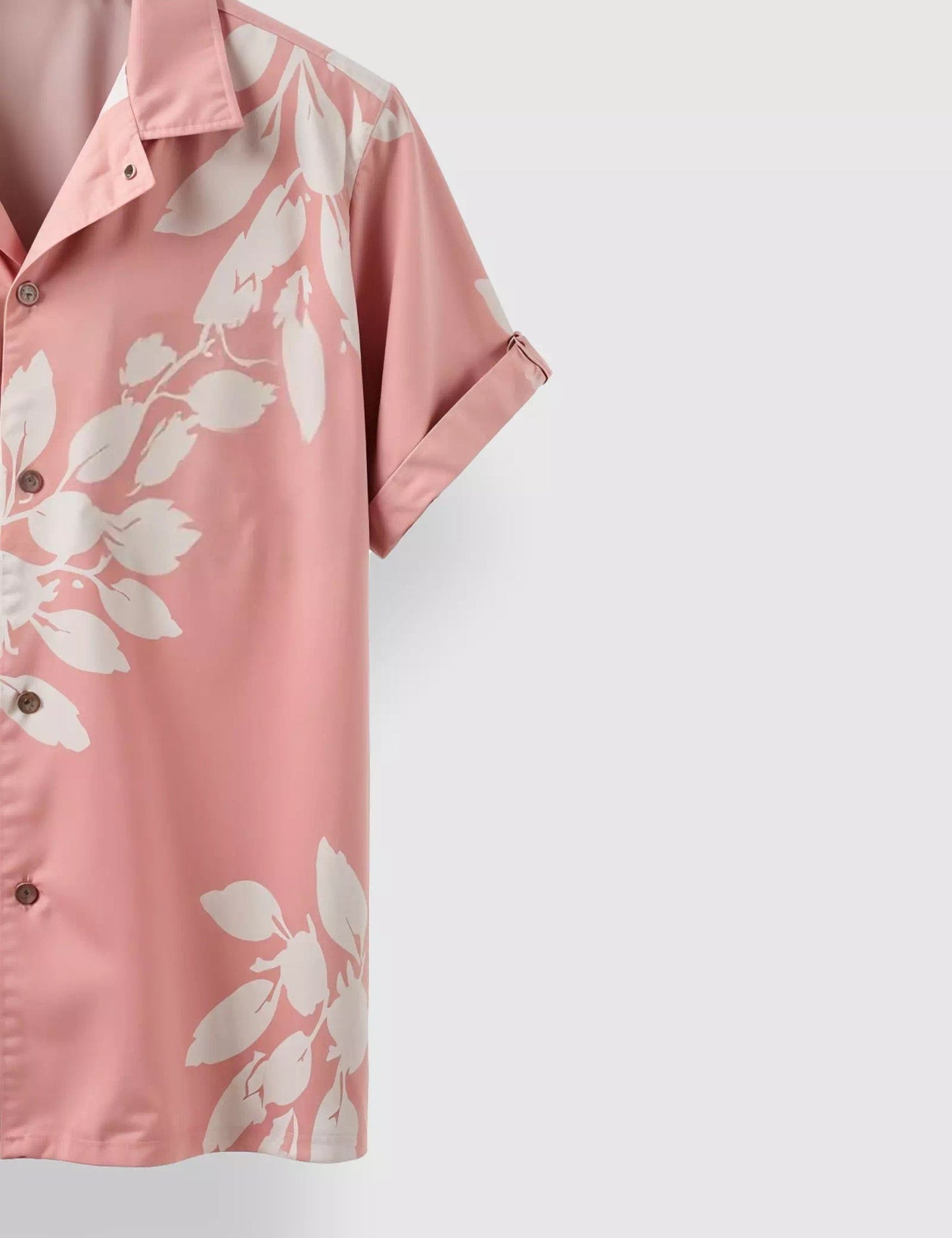 PINK FLORAL WORK DESIGNER MEN'S HALF SLEEVES PRINTED SHIRT
