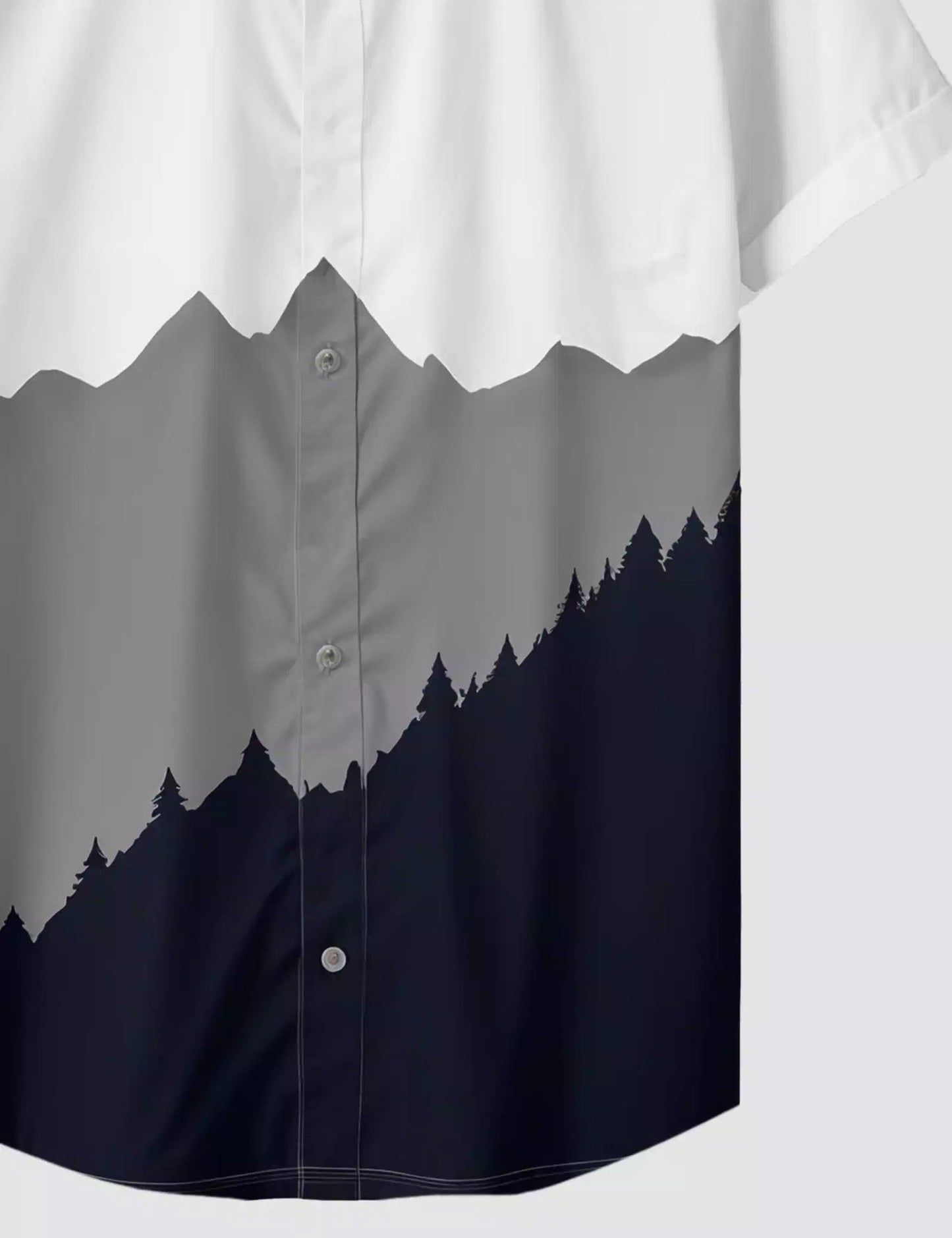 BLUE GRAY MOUNTAIN PRINTED DESIGNER MEN'S HALF SLEEVES PRINTED SHIRT